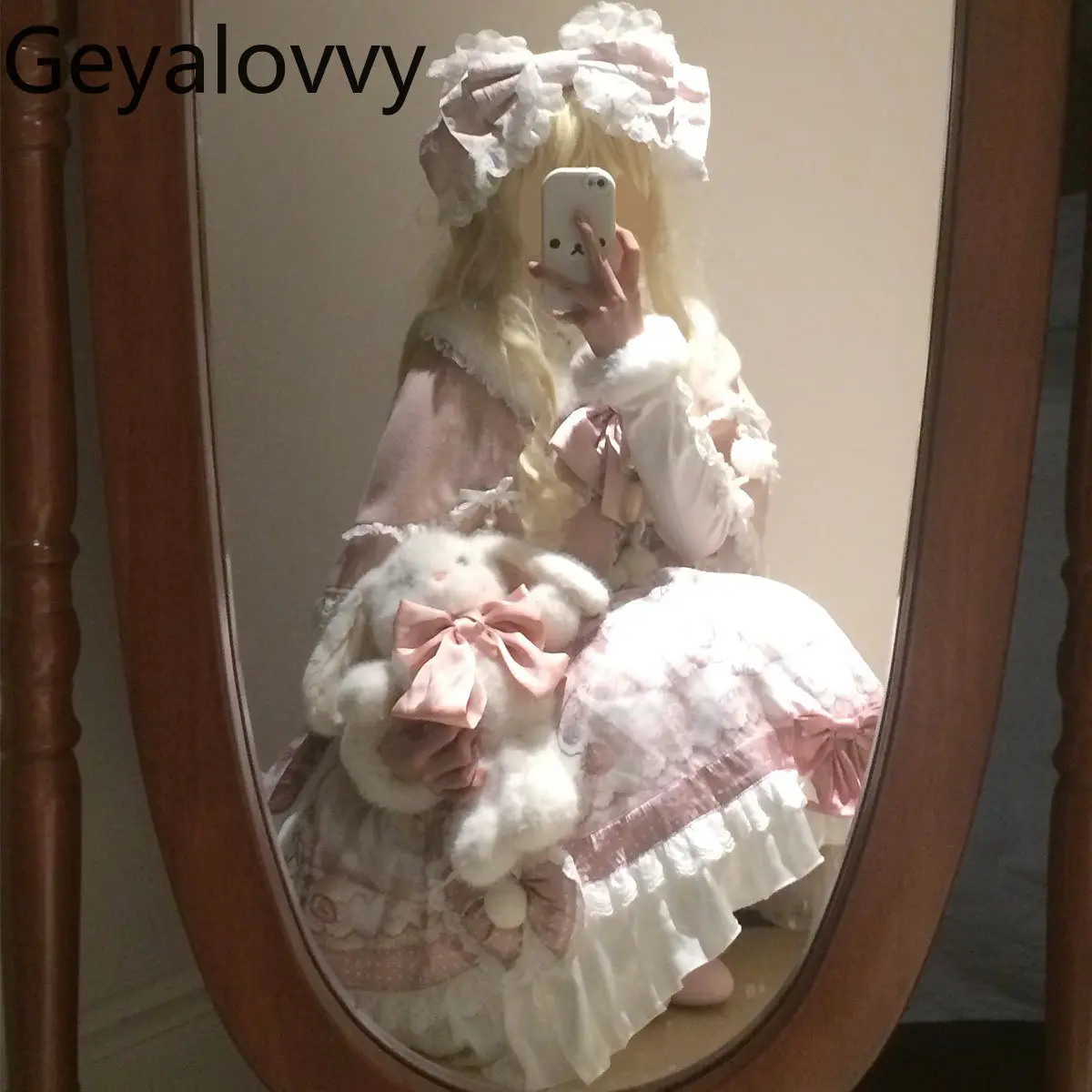 

Japanese Original Sweet Girl Lolita Short Collared Shawl Cloak and Bow High Waist Slim Fit Printed Strap Dress Cute Set