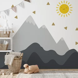 Large Sunrise Landscape Wall Mural Self-Adhesive Seamless Fabric Wallpaper Waterproof Mountain Wall Stickers for Kids Room Decor