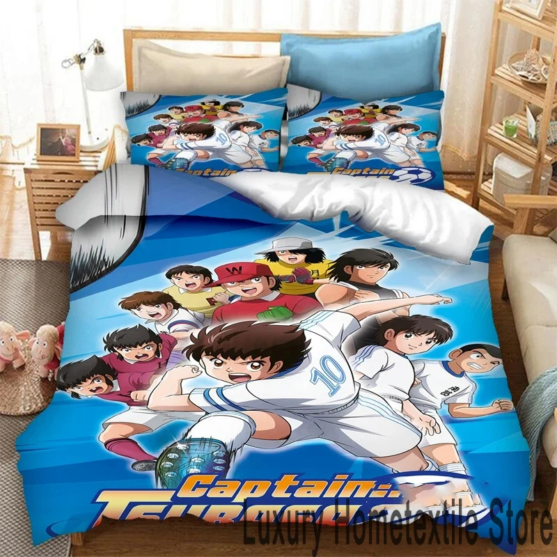 3D Print Anime Captain Tsubasa Bedding Set,Duvet Cover Bed Set Quilt Cover Pillowcase,King Queen Twin Size Boys Girls Adults