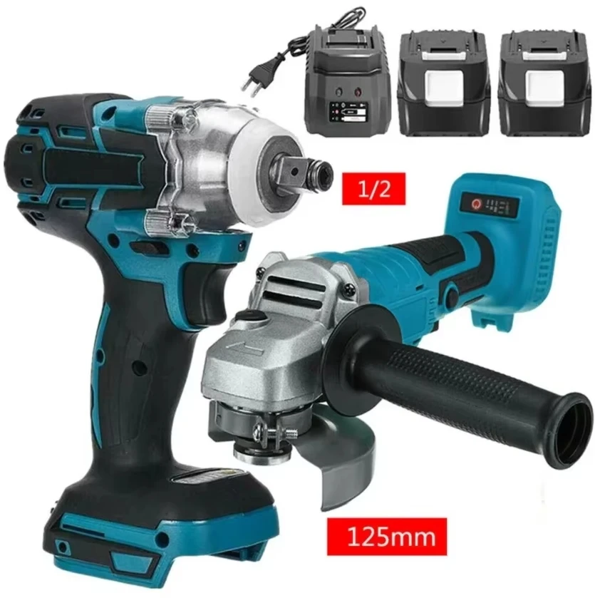 125mm Brushless Electric Angle Grinder 18V Battery Devices Combo Kit Impact Wrench for Makita Battery Power Tool Sets