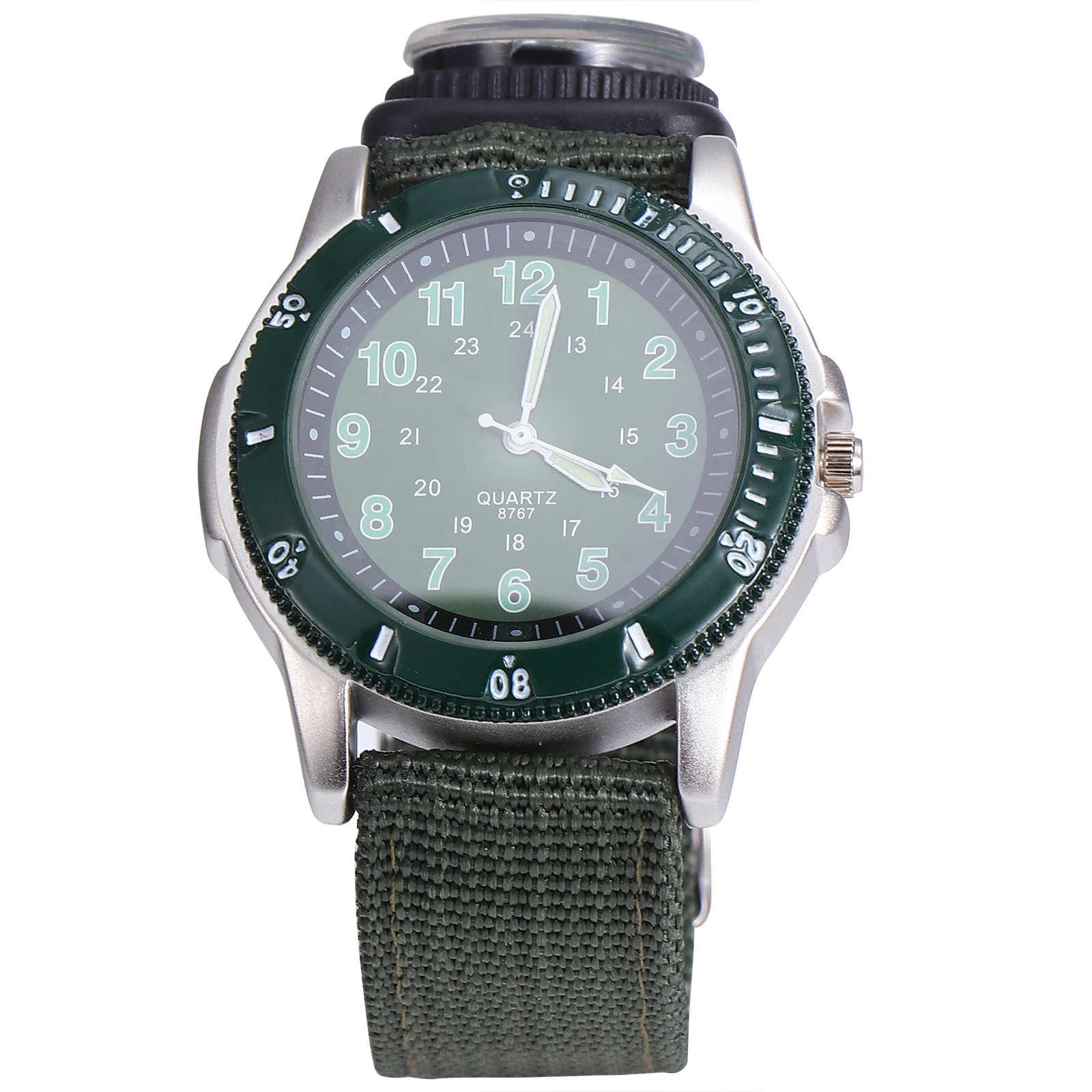 

Kids Children Green Camouflage Canvas Luminous Quartz Watch Waterproof Night Glow Practical Style Boys