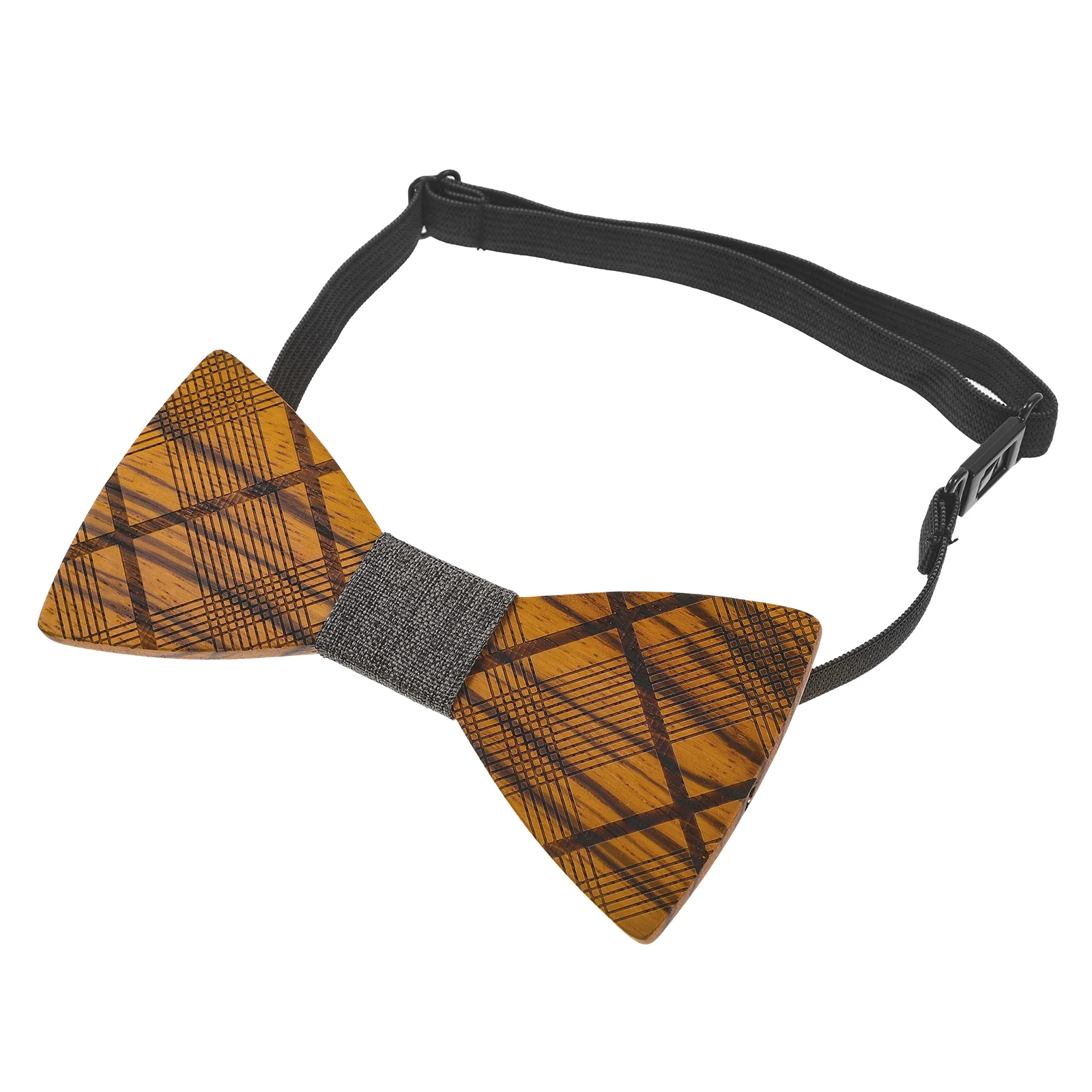 

Wooden Bow Tie Handcrafted Adjustable Necktie for Men Gray Wood Stripe Groom Wedding Party Accessories Tuxedo Formal Wear