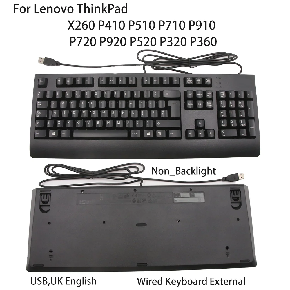 

Проводная клавиатура для Lenovo X260/P410/P510/P710/P910/P720/P920/P520/P320/P360, USB, английская клавиатура без подсветки 00XH726