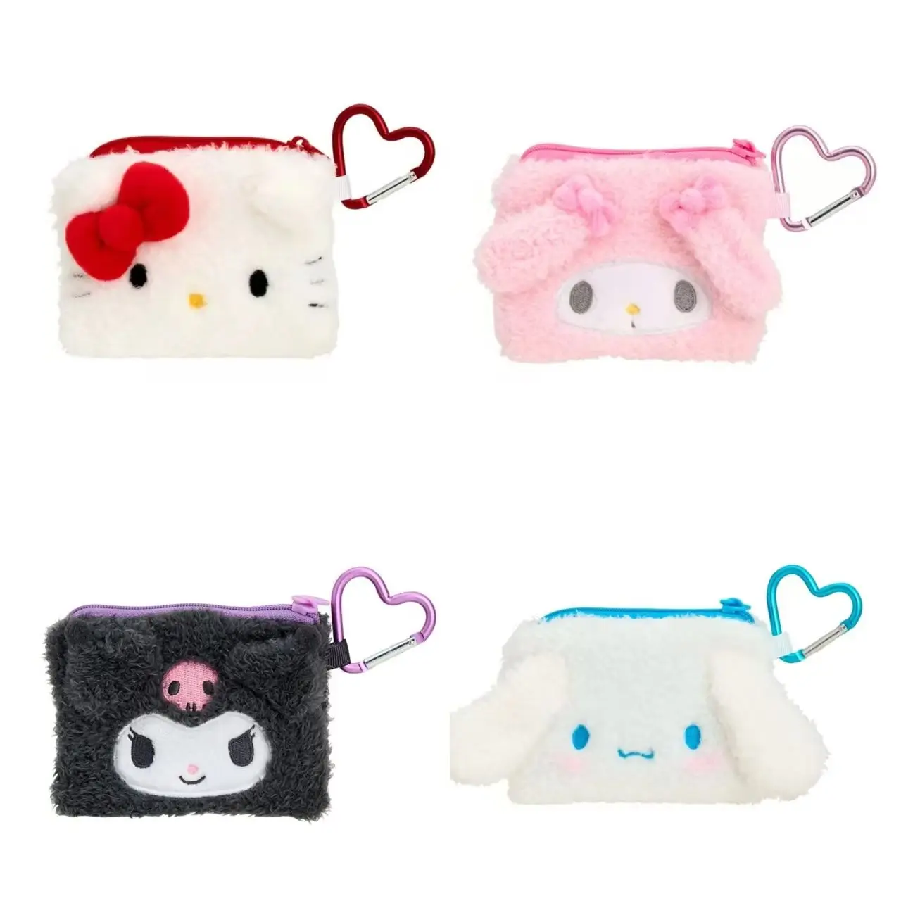 Bolsa de Moedas Hello Kitty, Carteira Kuromi, Chaveiros, Bolsa de Armazenamento Portátil para My Melody, Bolsas de Pelúcia Fofas