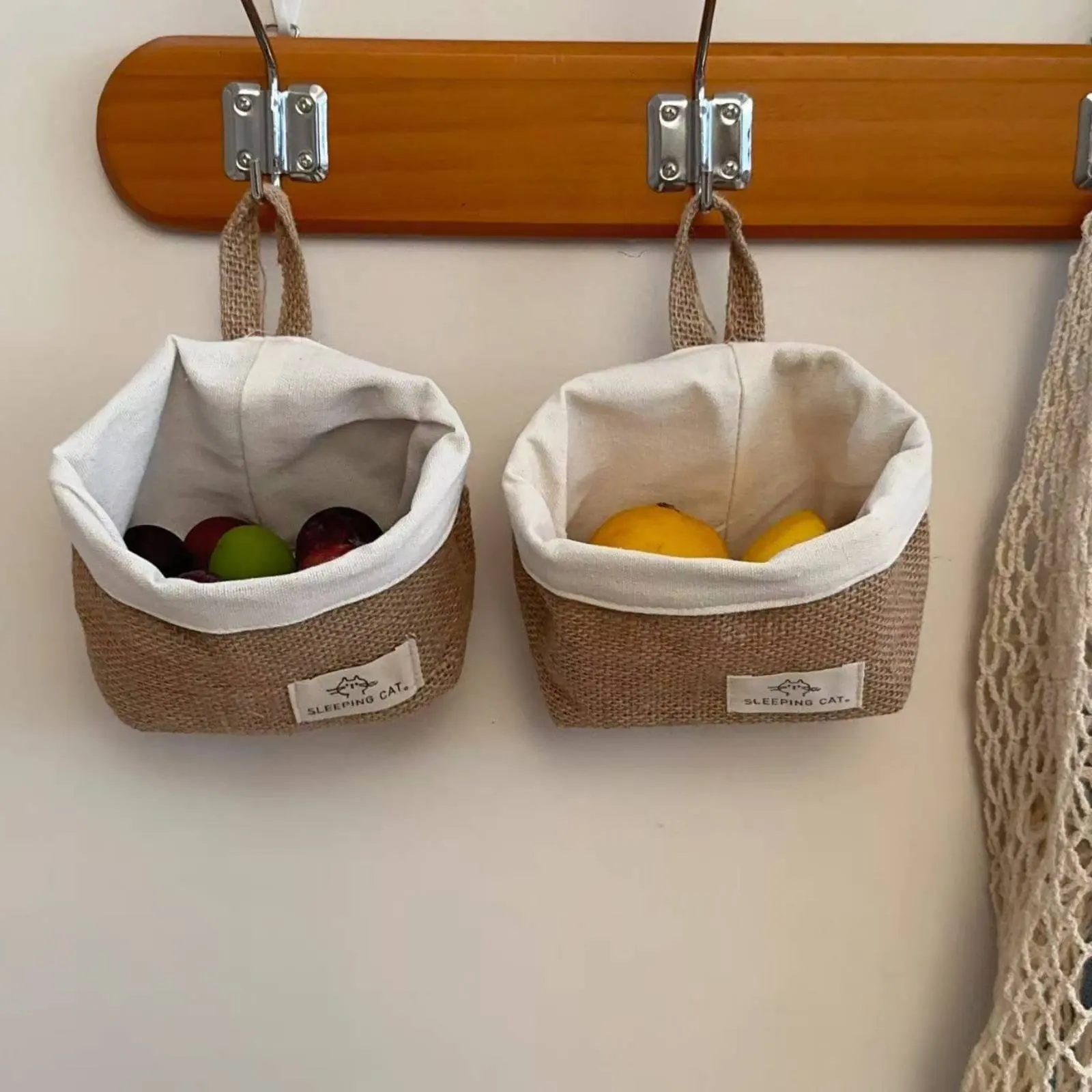 Wall Hanging Storage Basket Easy to Hang Wall Hanging Storage Bag Textile Organizer Bin Foldable Design Small Textile Basket