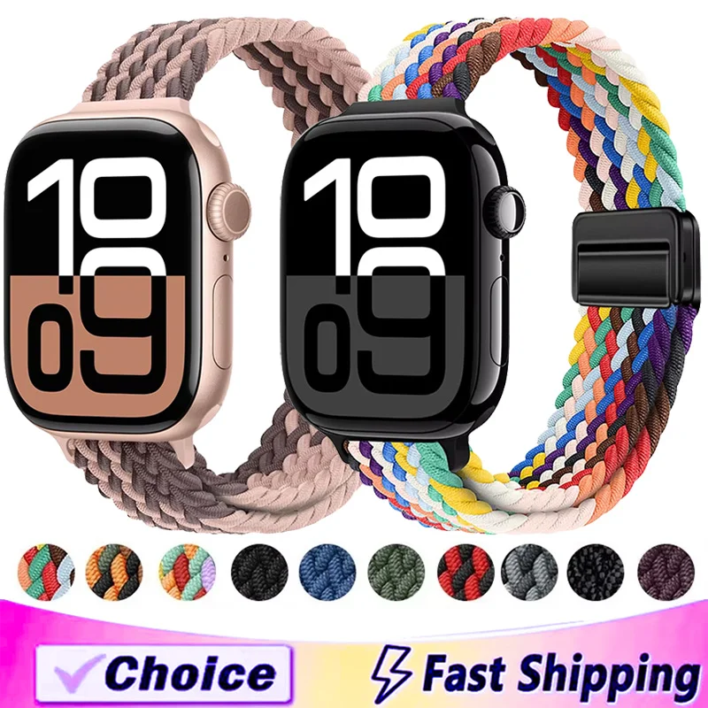 Correa de nailon para Apple Watch 10 46mm 42mm 9 8 7 6 SE Ultra1/2 49mm pulsera trenzada delgada para iWatch 45mm 41mm 40 44mm