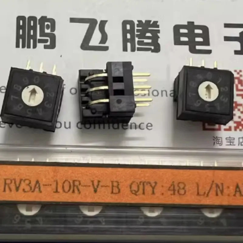 RV3A-10R-V-B 0-9/10-bit rotary dialing code switch side inserts 3:3 pins plus gold plated pins