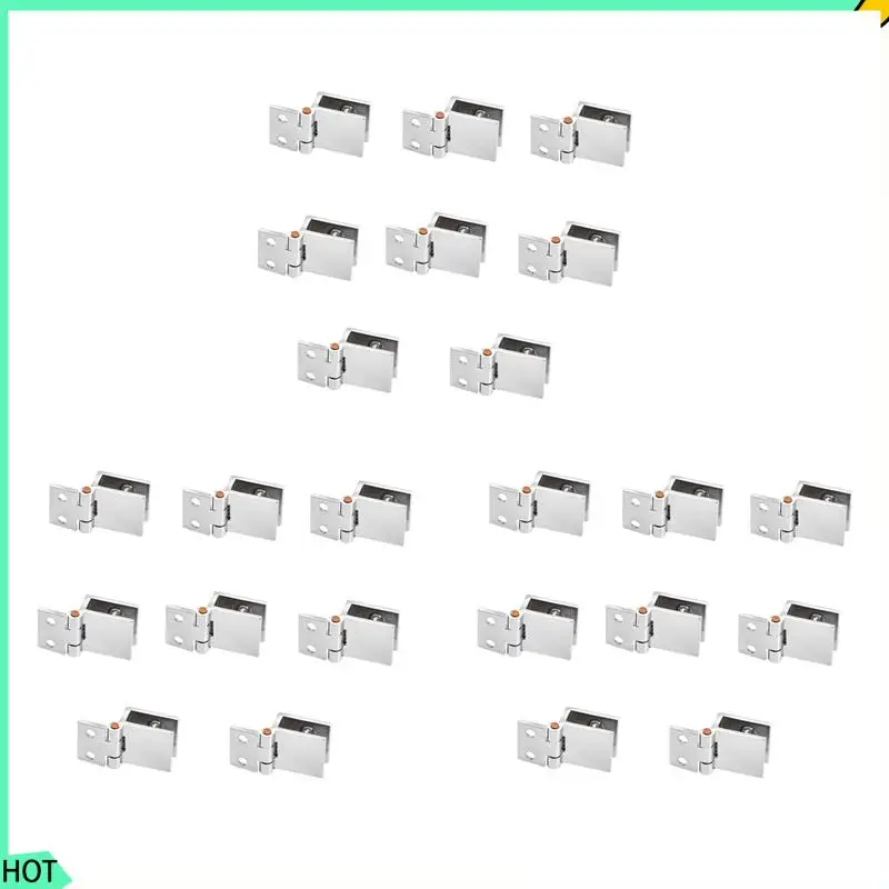 Conjunto de 24 dobradiças de porta de vidro awah, braçadeira retangular ajustável de 5mm-8mm, clipe único para dobradiças de porta de vidro de armário