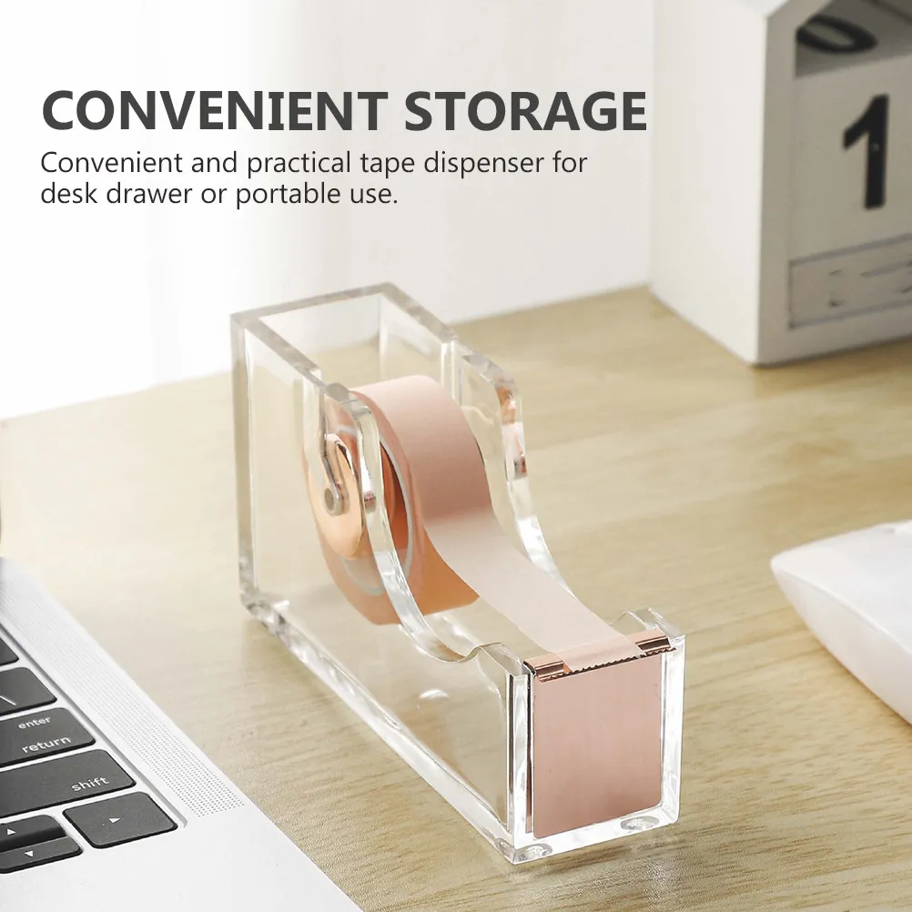 Sturdy Acrylic Tape Dispenser Transparent Tape Cutter for Desktop Tabletop Use Long-Lasting Workmanship Safe Skin-Friendly Edges