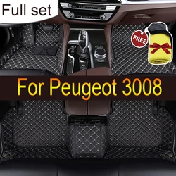Car Mats For Peugeot 3008 P84 2017~2023 Leather Floor Mat Carpets Protective Pad Rugs Interior Parts Car Accessories 2018 2019