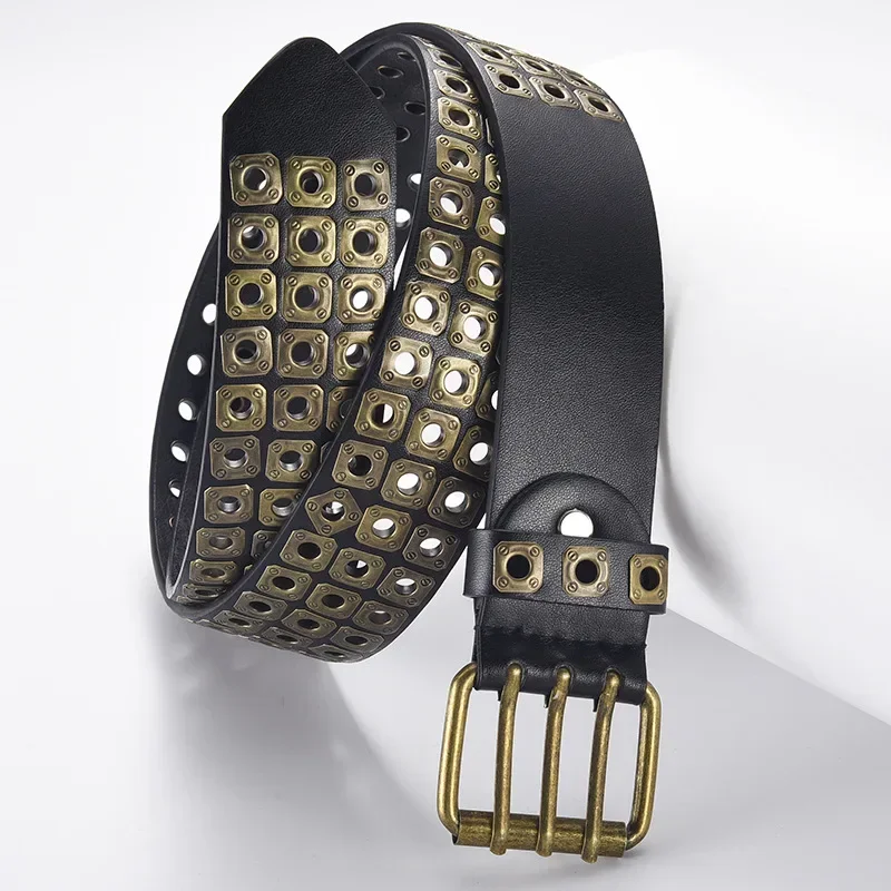 Trendy Square Studded Pyramid Belt Punk Rivets Belt Fashion Waistband for Women Men Jeans Pants Dress Accessories