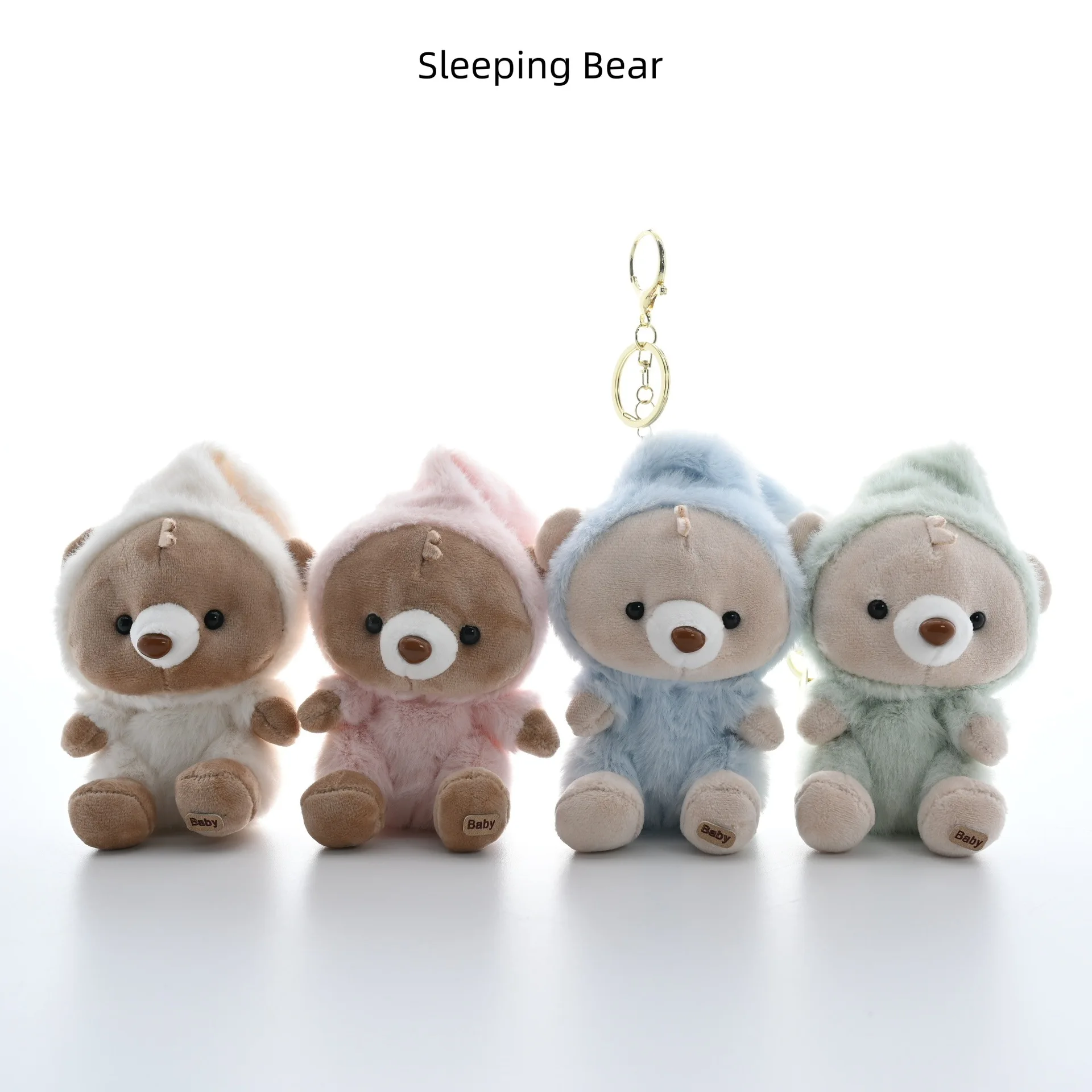 جديد لطيف حسن النية الدب أفخم قلادة المفاتيح الكرتون أفخم محشوة الحيوان الدب ظهره ديكور قلادة هدايا أعياد ميلاد للأطفال