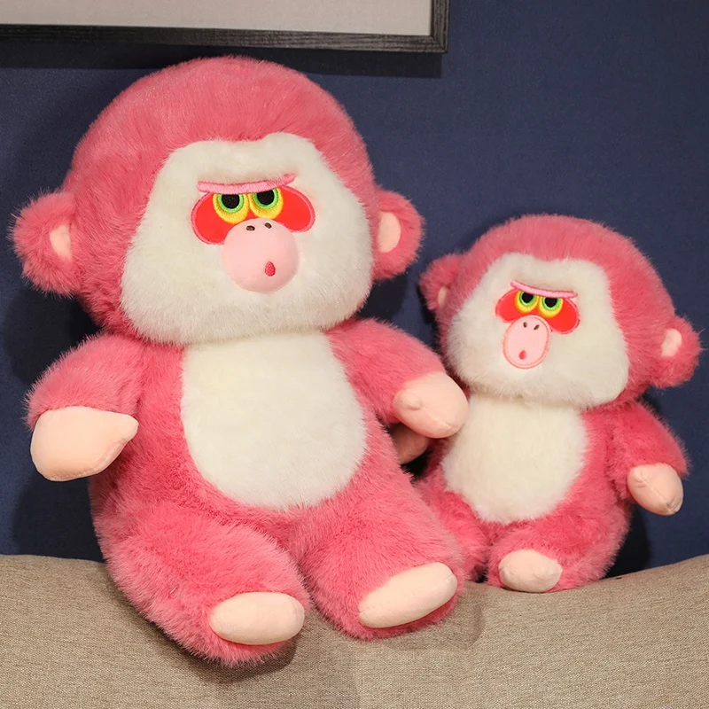 Boneca Kawaii Pink Monkey Plushies Animal de pelúcia macia, brinquedos orangotangos macios, almofada do sofá para crianças, presentes para meninas, decoração do lar, 25-50cm