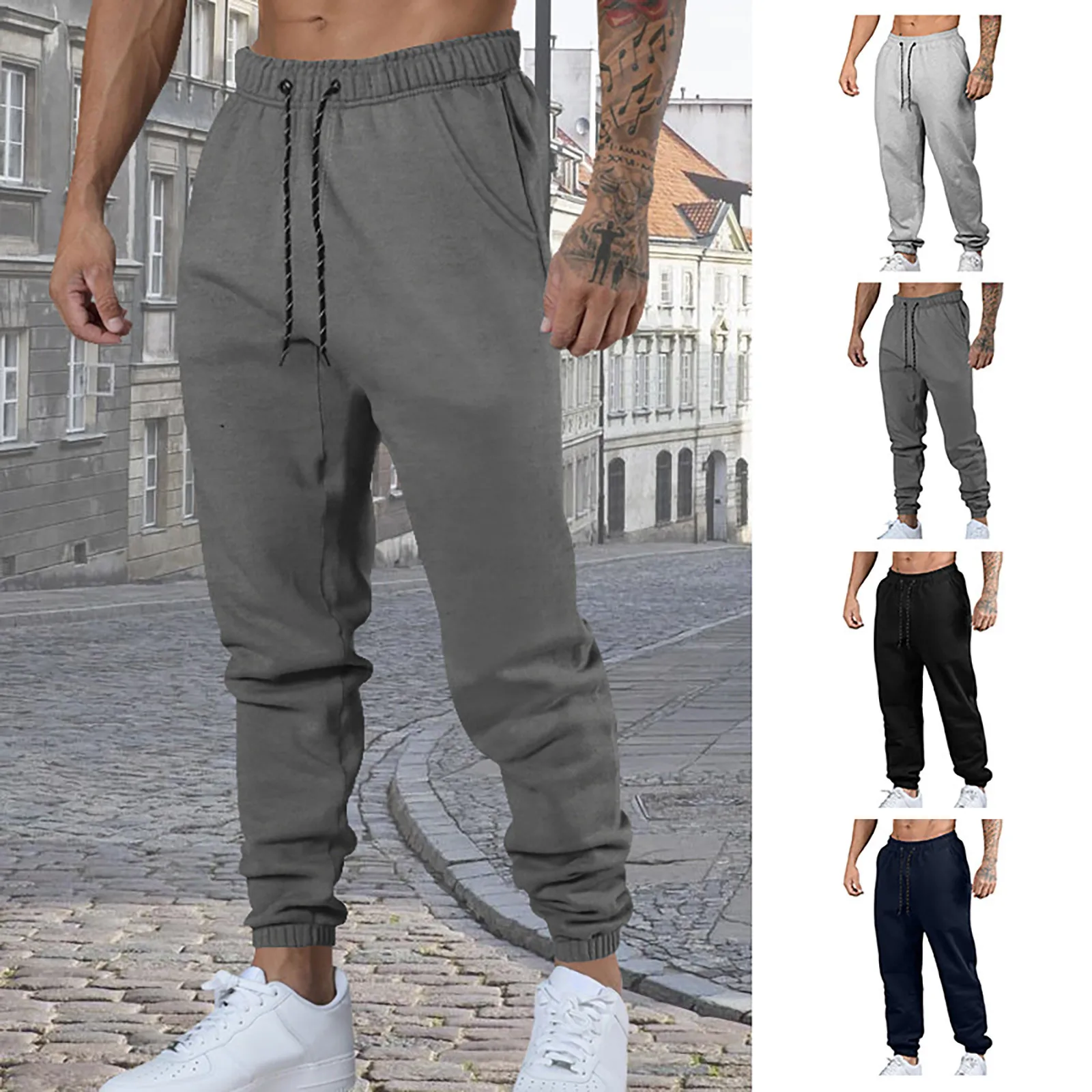 Pantalon corset de sport respirant pour homme, pantalon long décontracté, pantalon de survêtement élastique, pantalon d'entraînement, monochromatique, Wstring de proximité, taille moyenne, document At