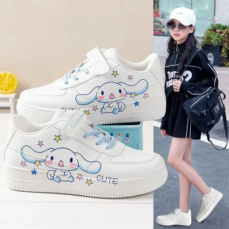 Cinnamoroll Melody Anime Sneakers para mulheres, desenhos animados fofos, sapatos casuais infantis, sapatos de caminhada de cima baixo, cosplay, estudante, novo, 2024