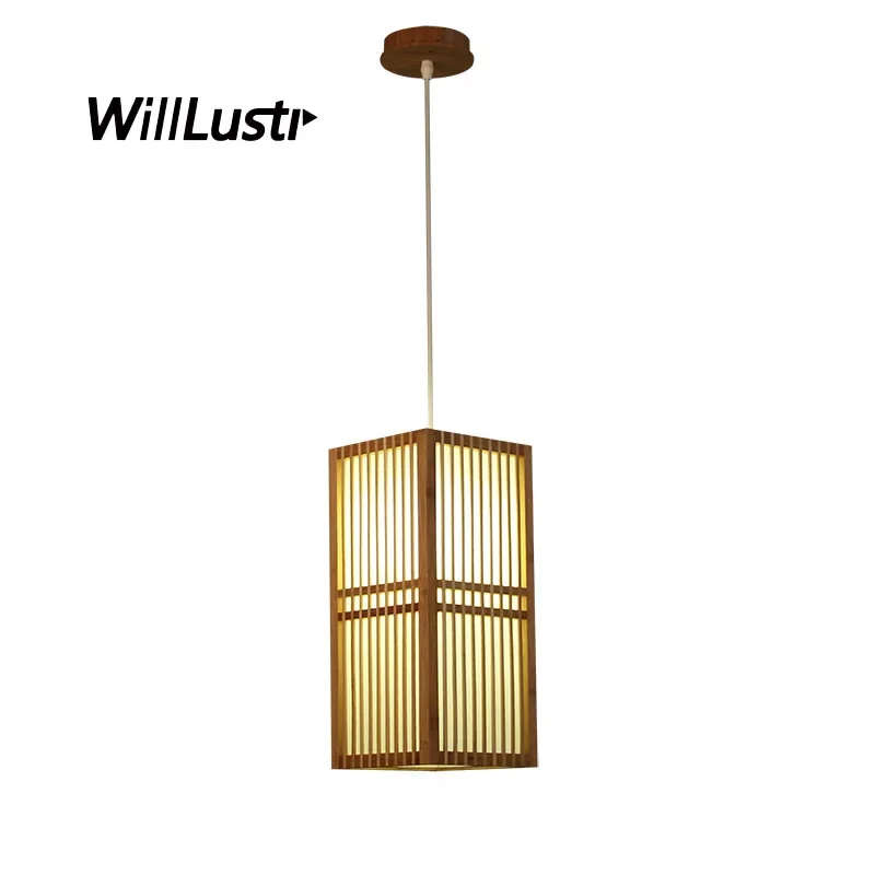 

Bamboo Pendant Lamp Handmade Wood Lantern Suspension Light Bar Cafe Bistro Hotel Teahouse Bedroom Hanging Ceiling Chandelier