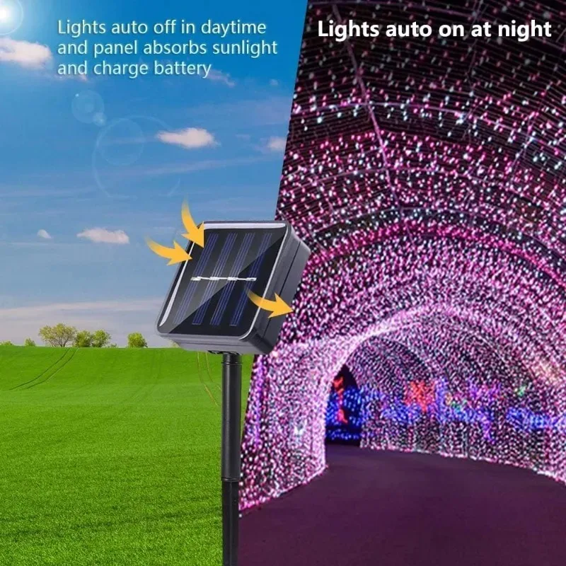 LED Solar String Lights Festoon Waterproof Outdoor Garland Light 7/11/22/32/52/102M for Wedding Party Street Garden Patio Home