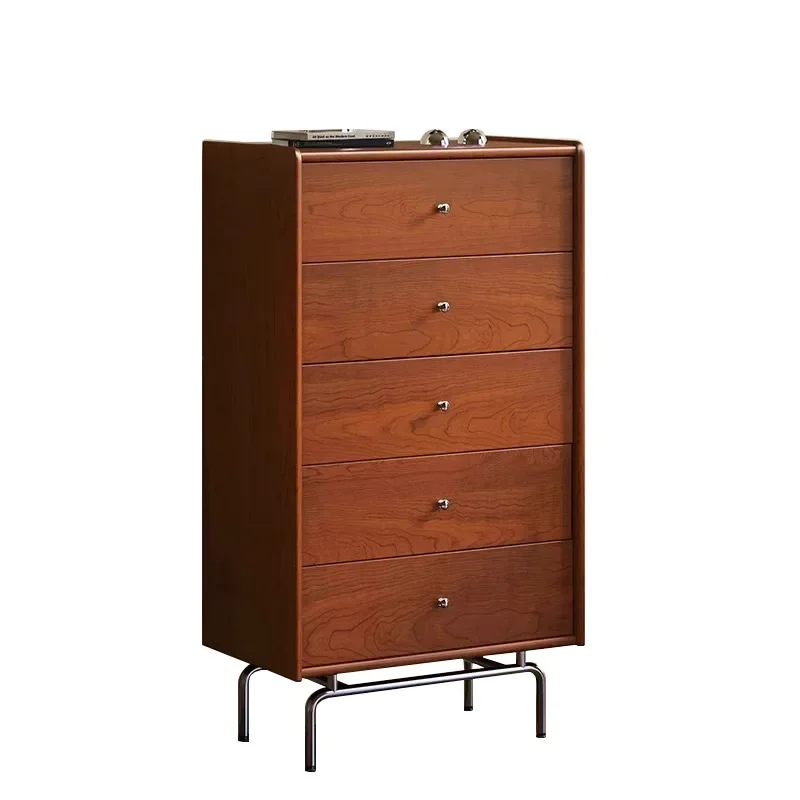 

Nordic solid wood chest retro living room integrated wall drawer storage cabinet large capacity porch locker side cabinet