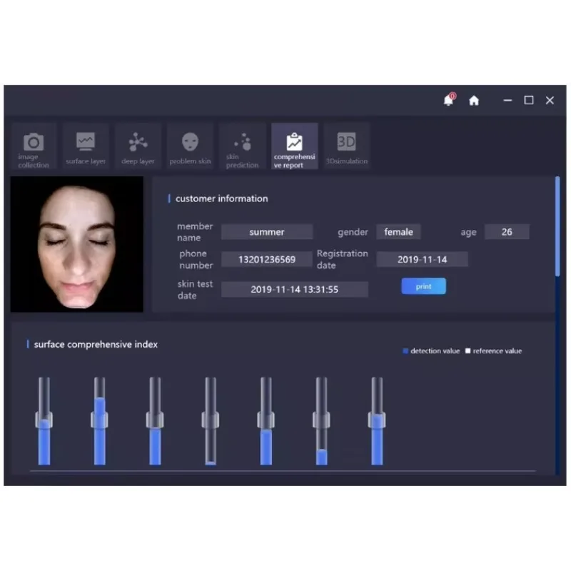 Przenośny Cyfrowy Skaner Skóry 3D Magiczne Lustro Analiza Skóry Twarzy Urządzenie do Analizy Zmarszczek i Trądziku