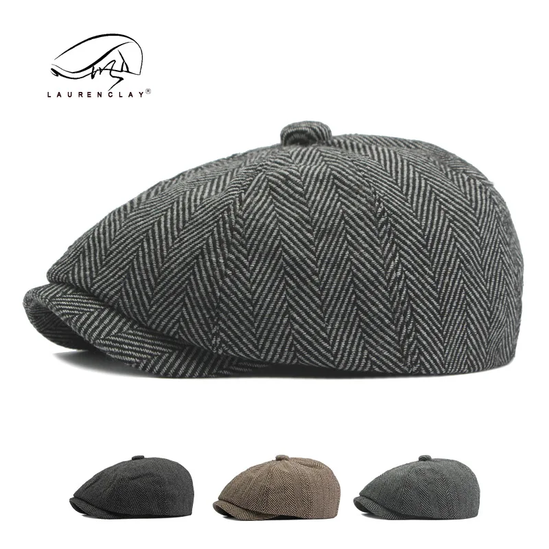 

Men's Striped Women's Octagonal Cap Autumn Artistic Youth Painter Cap British Retro Newsboy Cap Men's European And American
