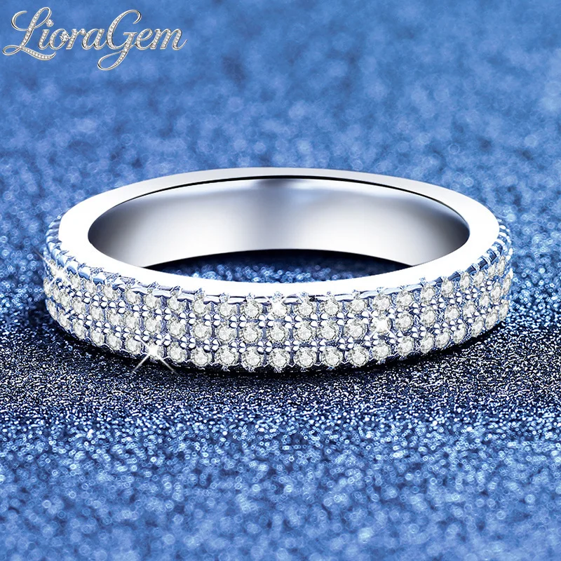 LioraGem Eye-catching Full-set Moissanite Rings for Men and Women, Versatile, High-End Hip-Hop-Style Rings Platinum PT950 Stamp