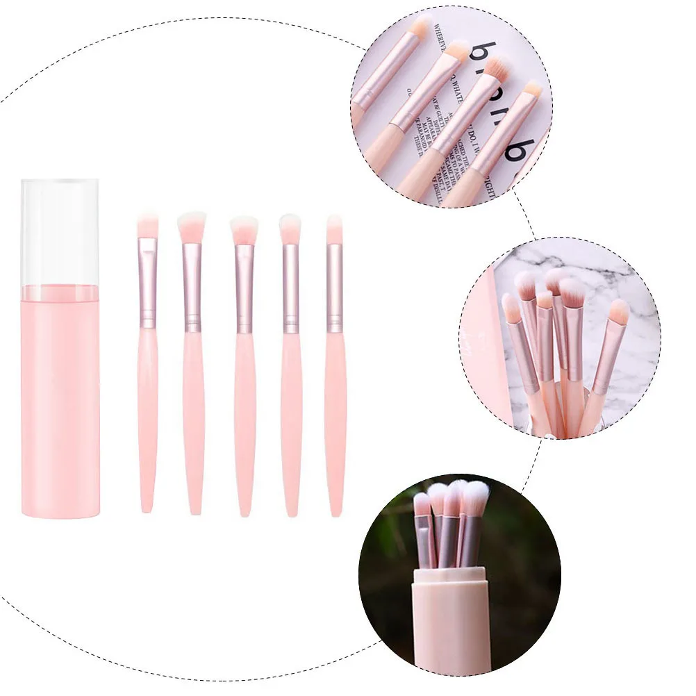 1Set Eyeshadow Brush Set Man-Made Fiber Hair Long Wooden Handle Eye Makeup Brushes Eyeliner Brush Kit Eye Shadow Powder