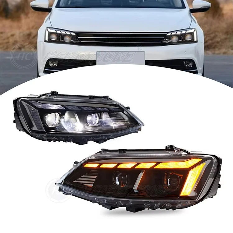 Factory LED Assembly 2012-2018 Front Lights DRL Start up Animation with Blue Jetta MK6 Headlights