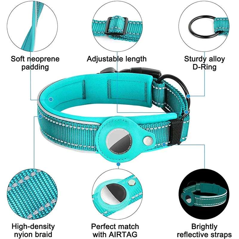 For Outdoor Airtags Dog Collar with GPS Finder Anti-lost Loop Collar Pets Case for Apple Airtags Locator Tracker Dog Supplies