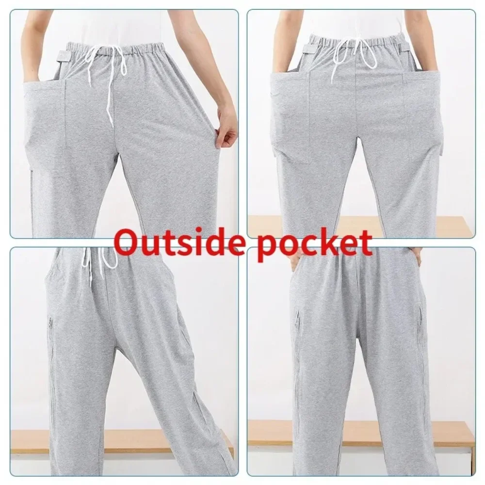 

Elderly Incontinence Drainage Urine Bag Pants Spring/Summer Hidden Bladder Stomy Pants Patient Care Pants Single/Double Pocket