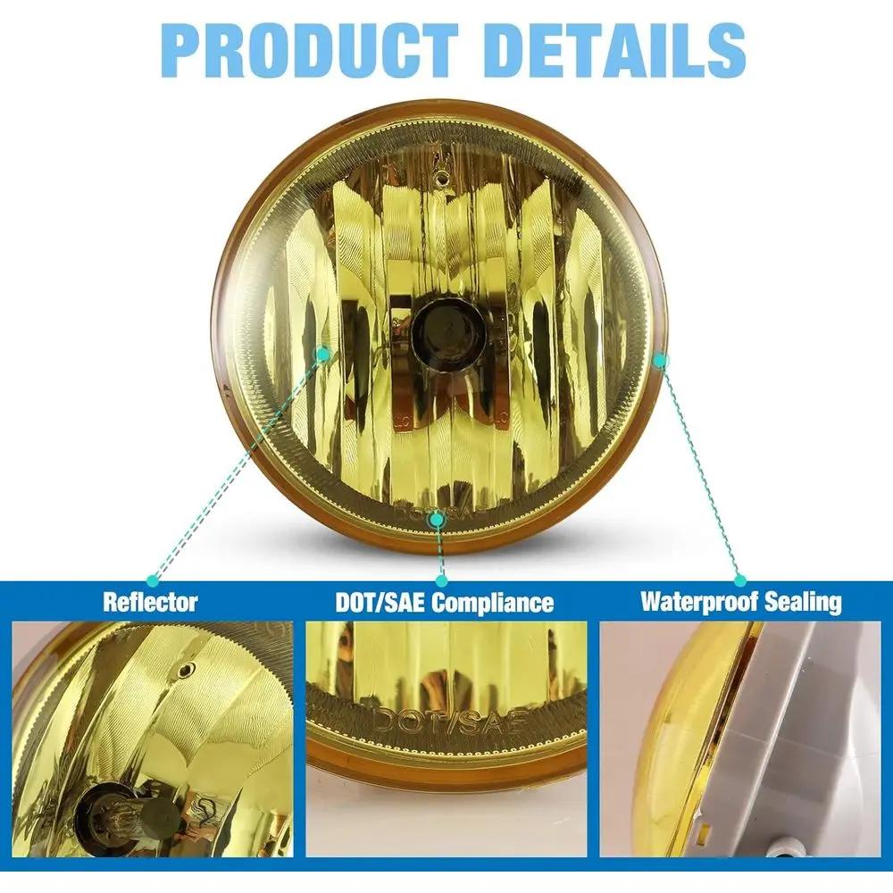 أضواء الضباب ذات العدسة الصفراء لسيارة تويوتا تاكوما 2005-2011، 2008-2016 سيكويا، 2007-2013 تندرا، 2004-2006 سولارا - عبوتان #3