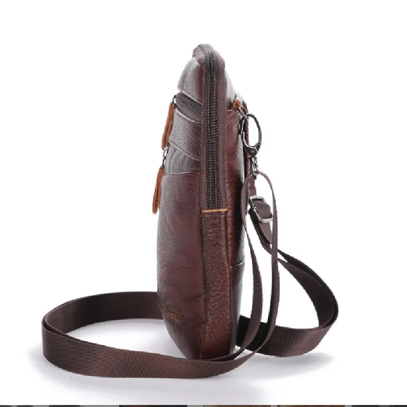 Sac à bandoulière en cuir véritable pour homme, sacs vintage, décontracté, simple initié, mâle, petit, sacs de messager