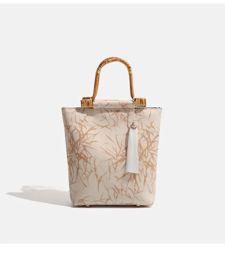 

Vintage Handbag Chinese Style Bamboo Knot Cheongsam Large Capacity Versatile Hand-Held New Chinese Style Women's Bag