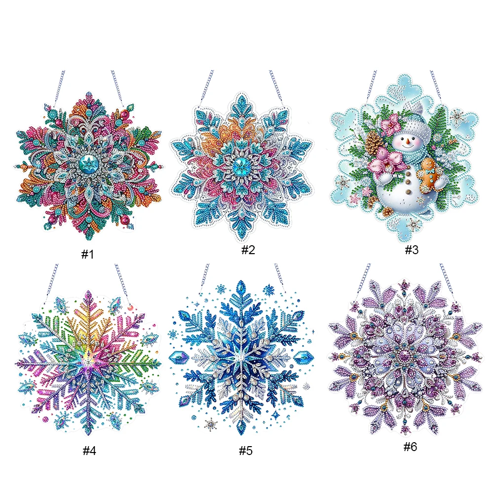 

Snowflake Theme 2D/Flat DIY Hanging Diamond Art Kits Diamond Painting Set Diamond Art Pendant Window Hanging Art for Home Decor