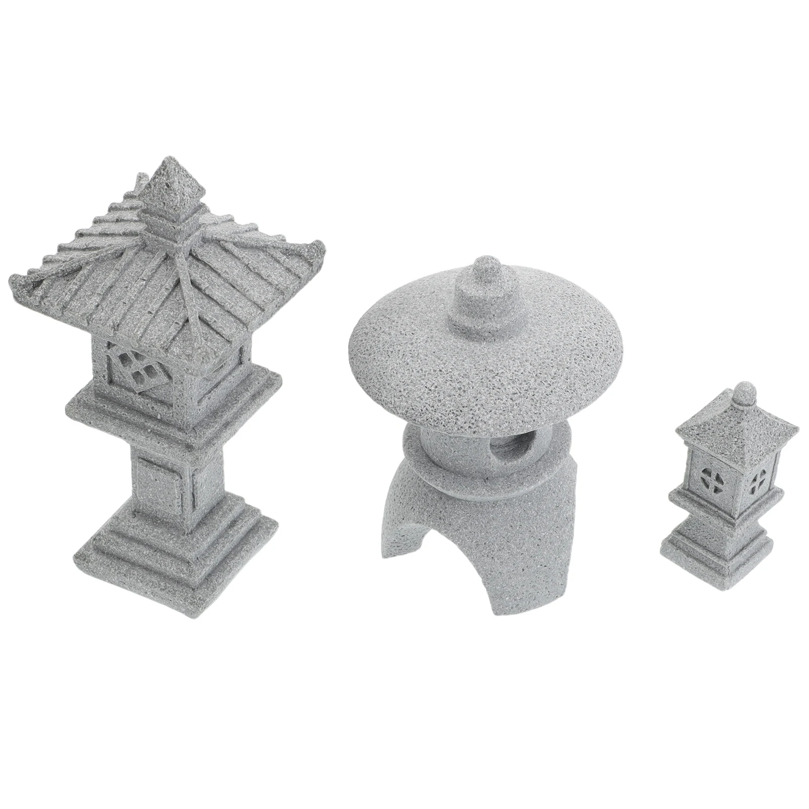 

3Pcs Japanese Garden Stone Lantern Mini Pagoda Statues Asian Outdoor Zen Decor Micro Landscape Decorations Lantern Ornaments