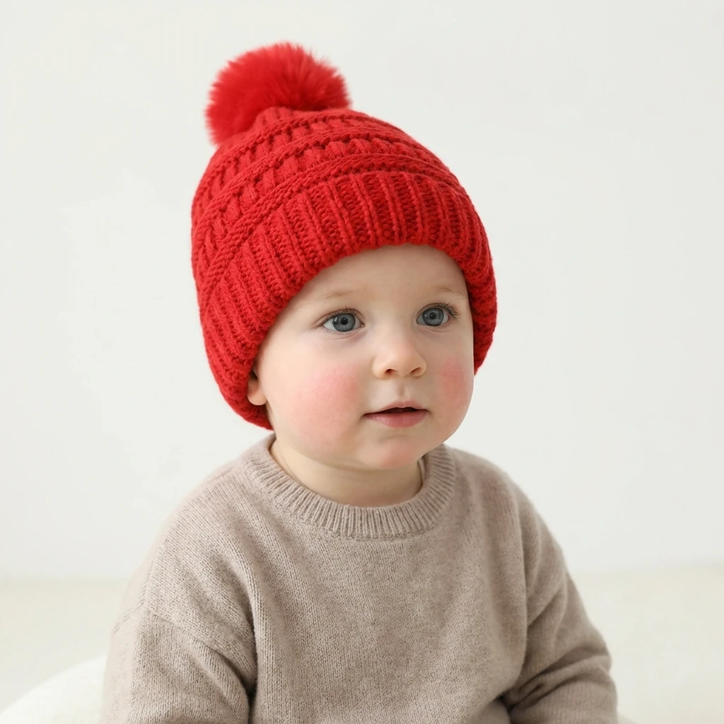 New Baby Knitted Hat - Versatile Autumn and Winter Children’s Pom-Pom Warm Hat, Cozy Baby Wool Hat