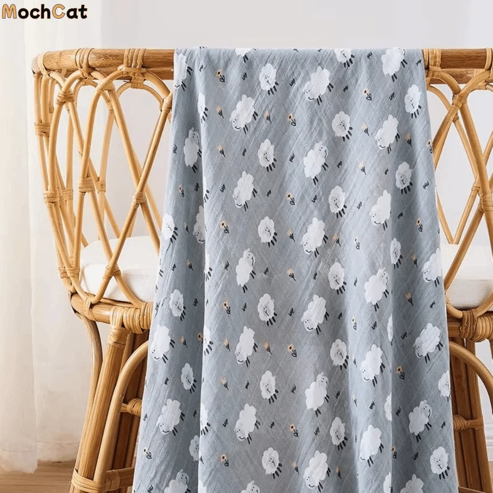 

Soft Baby Swaddle Blanket Cotton Cartoon Print Baby Wrap Sleeping Bag Double Layer Cozy Baby Stroller Cover Infant Bath