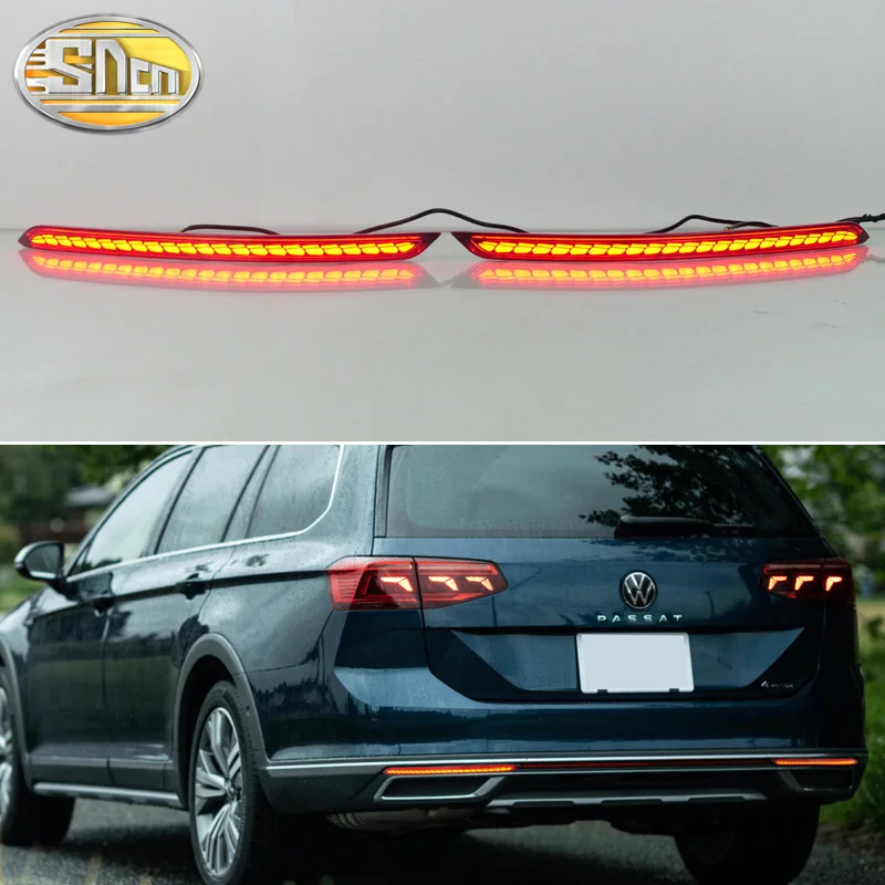 3-in-1 Functions Rear Running Light + Brake Lamp + Turn Signal Reflector LED Bumper Light For Volkswagen Passat B8 2019-2023