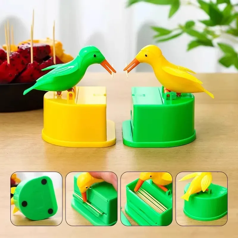 

Duck Detachable Toothpick Storage Box Bird Toothpick Box Dispenser Automatic Push-type Toothpick Holder Table Decoration Holder