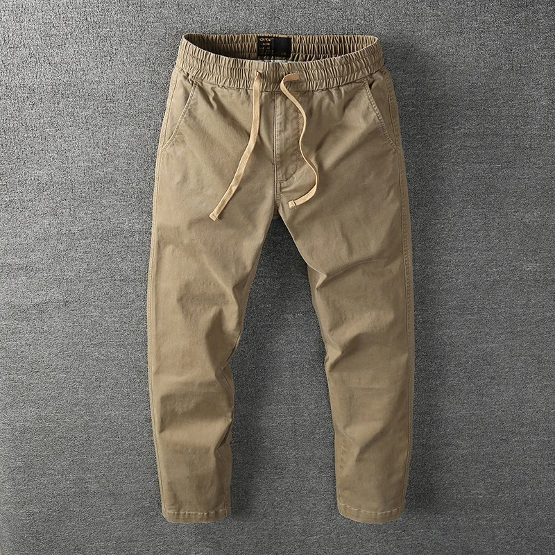 

New simple solid color cotton straight work pants son men's autumn loose men's casual pants tide