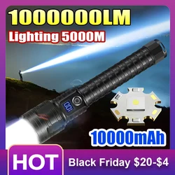 1000000LM torcia Ultra potente Zoom 5000M torcia a lungo raggio torce a Led ad alta potenza lanterna tattica ricaricabile forte