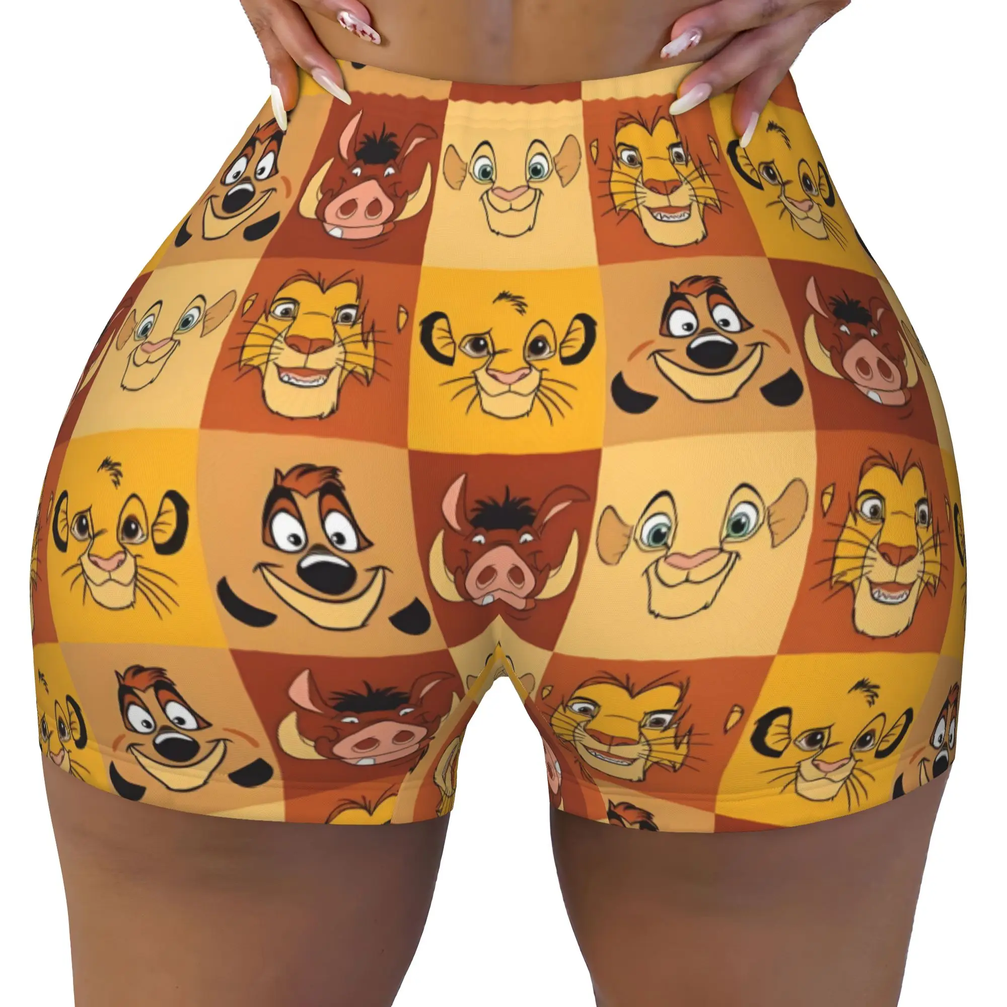 Custom Liones Anime Kinges Running Volleyball Gym Shorts for Women Hakuna Matata Simba Athletic Workout Yoga Shorts