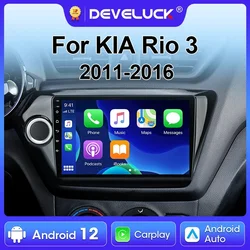 2 Din 9 дюймов Android 12 Автомобильный радиоприемник для Kia RIO 3 2011-2016 Стерео Мультимедийный видеоплеер GPS-навигация 4G Carplay Auto QLED DVD