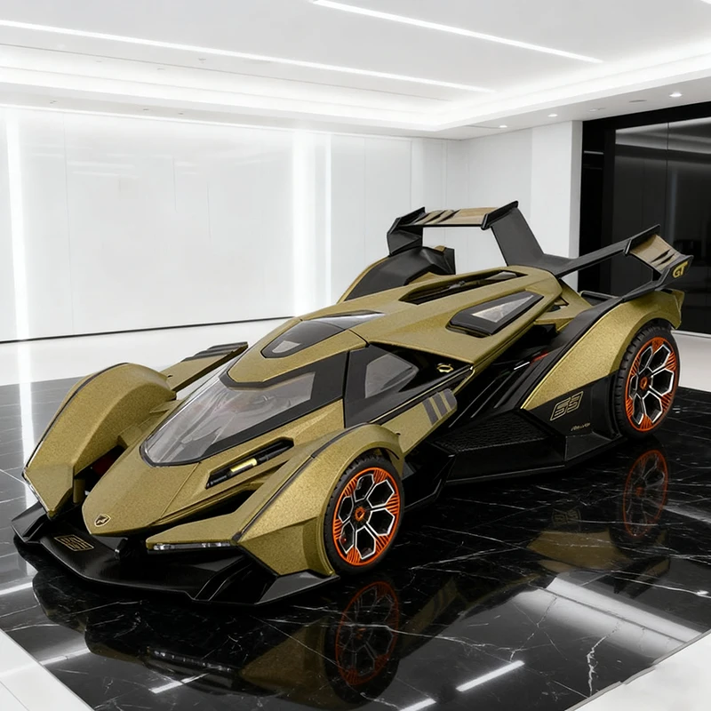 1:18 ビジョン グランツーリスモ V12 GT 合金製モデルカー おもちゃ ダイキャスト製 プルバック式 サウンド＆ライト付き 子供向け車両