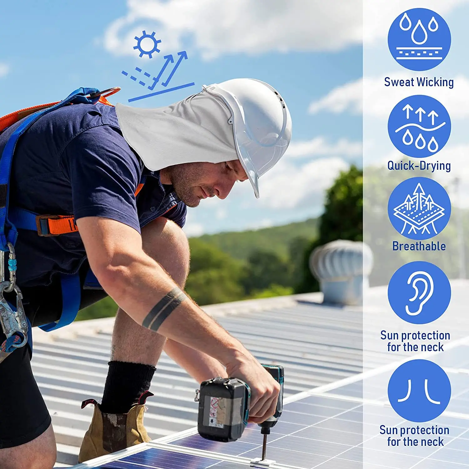 قبعة صيفية رياضية طويلة الذيل للحماية من الأشعة فوق البنفسجية وواقي للرقبة لصيد الأسماك والمشي لمسافات طويلة وبطانة قبعة صلبة