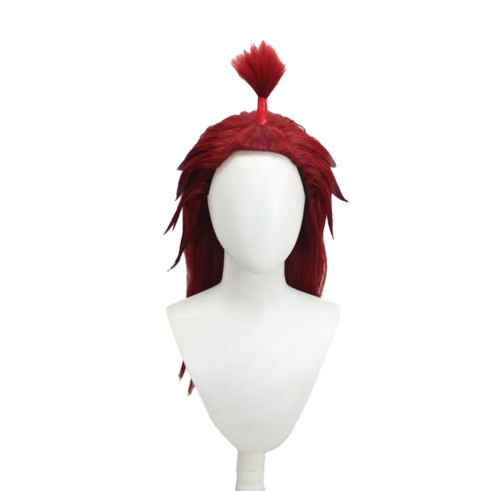 몬스터 헌터 아쿠마 코스프레 가발 스트리트 파이터 고우키 스파이키 업워드 포니테일 다크 레드 헤어