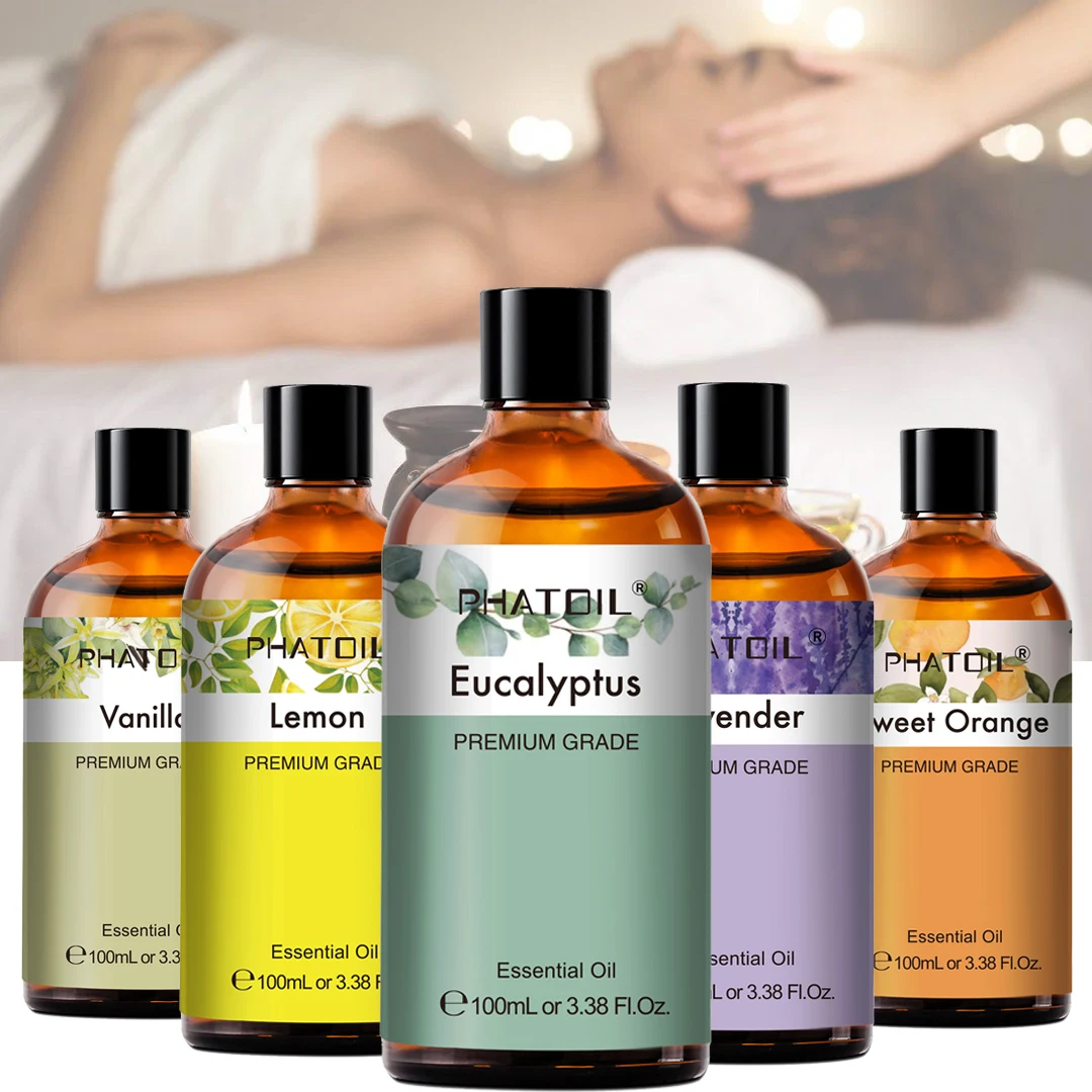 PHATOIL 100ml Natural Essential Oil For Skin Aromatherapy Lemongrass Eucalyptus Lavender Peppermint Fragrance Essential Oils