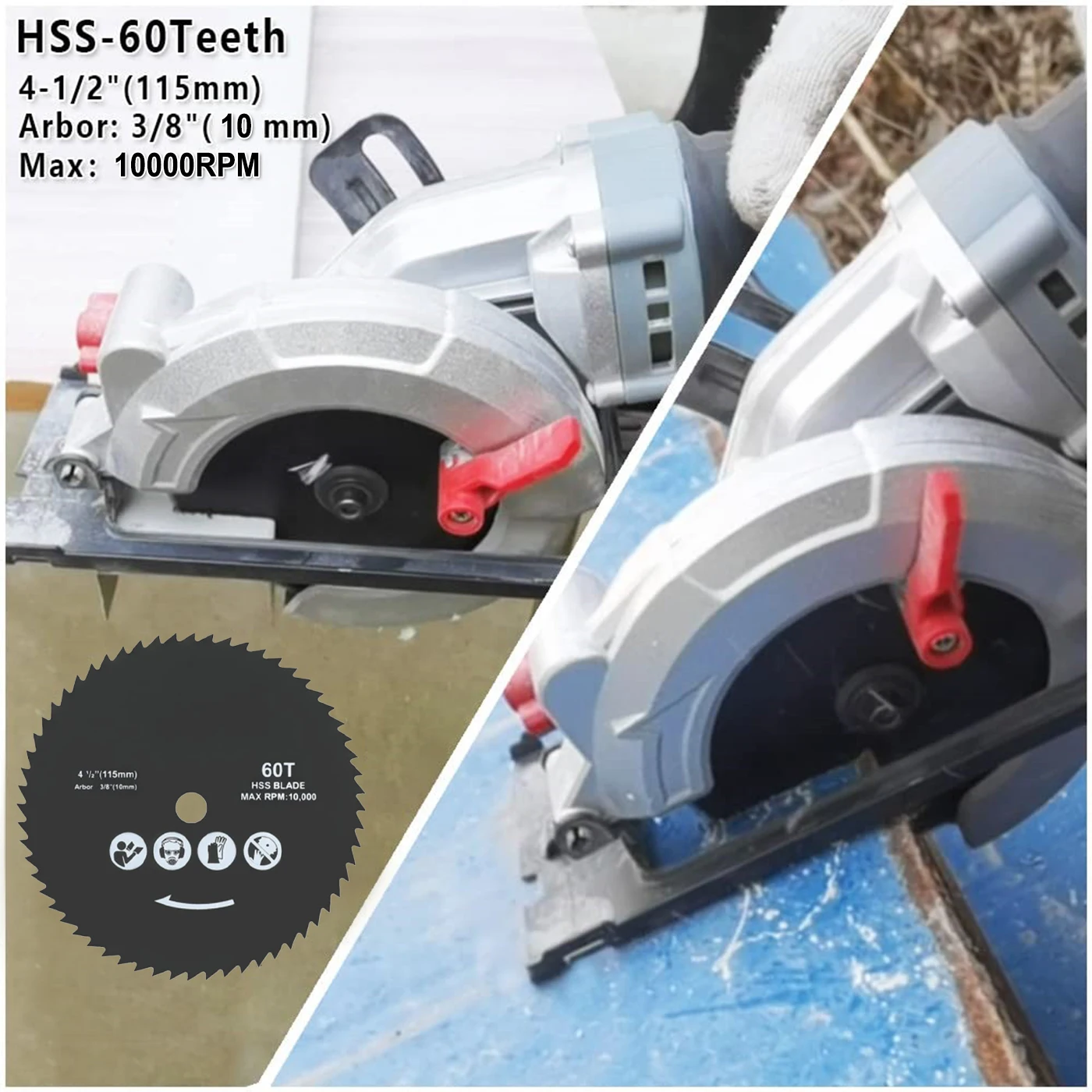 1pc 4-1/2-Inch HSS Compact Circular Saw Blades with 3/8-Inch Arbor, 60T High Speed Steel for Wood and Aluminum Fast Smooth Cut