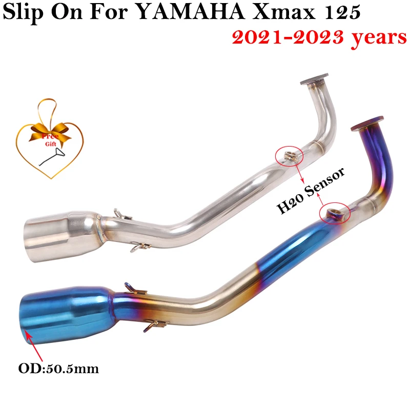 

Slip On For YAMAHA Xmax 125 X MAX125 2021 - 2023 Motorcycle Exhaust Systems Modified Stainless steel Front Link Pipe H2O Sensor