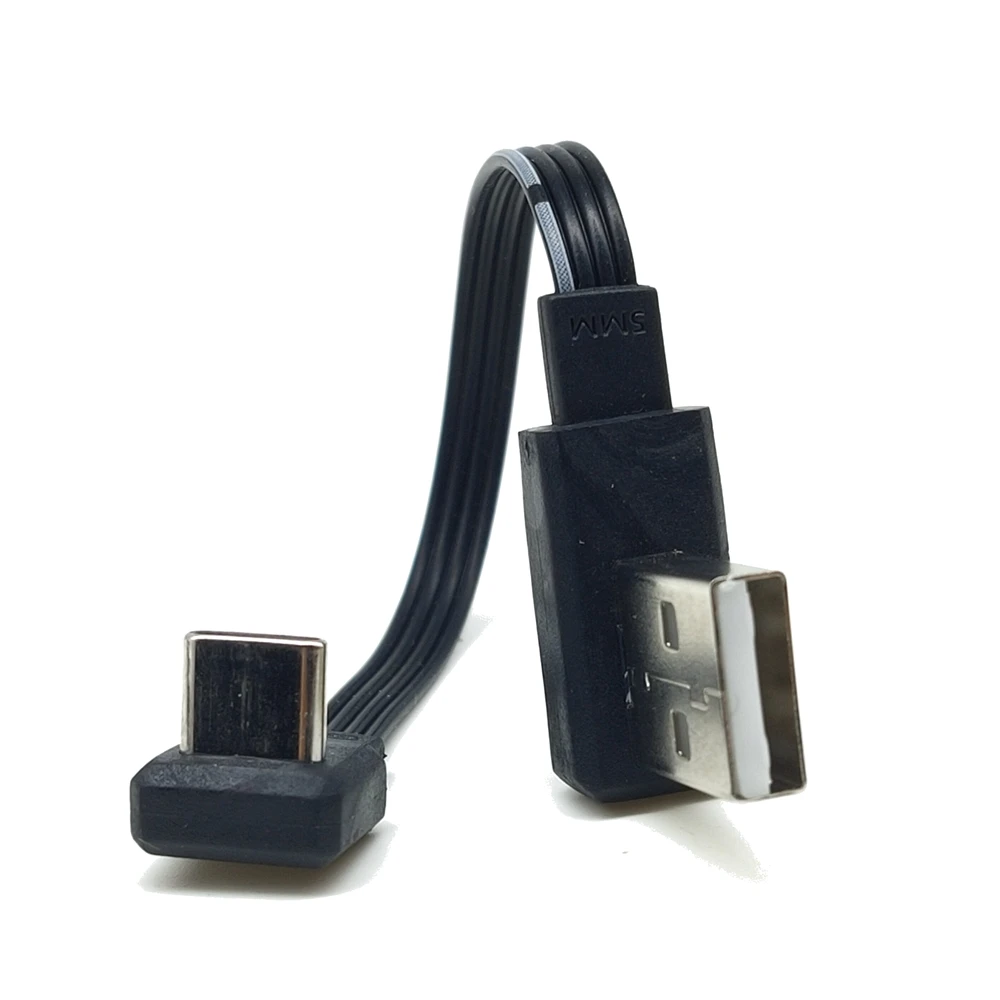 Cavo dati di ricarica USB piatto da 10 cm-1 m a cavo dati di ricarica maschio tipo C ultra corto Cavo flessibile per gomito con spina 2.0 ad angolo sinistro e destro