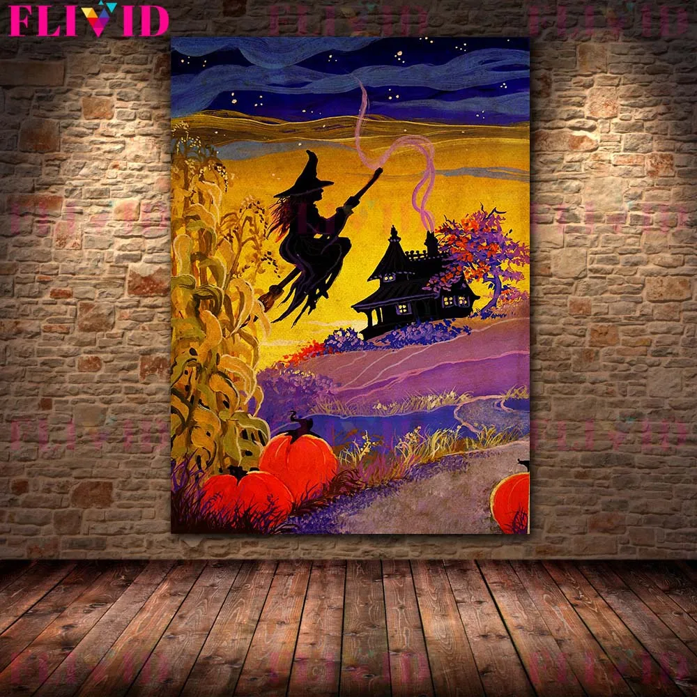 Witches In Black Magic Class Wall Art Canvas Painting A Dinner Party For Grandma Witch Art Poster And Print Home Decor Unframed